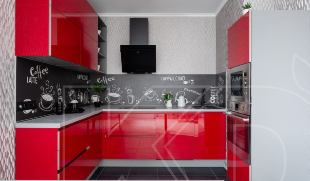 Дизайн интерьера кухни в красном цвете с фото